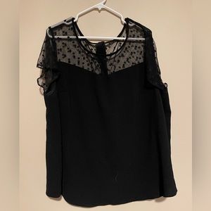 Torrid black blouse with lace polka dot top